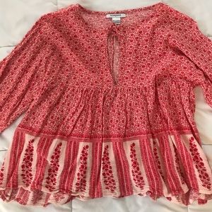 Red printed blouse